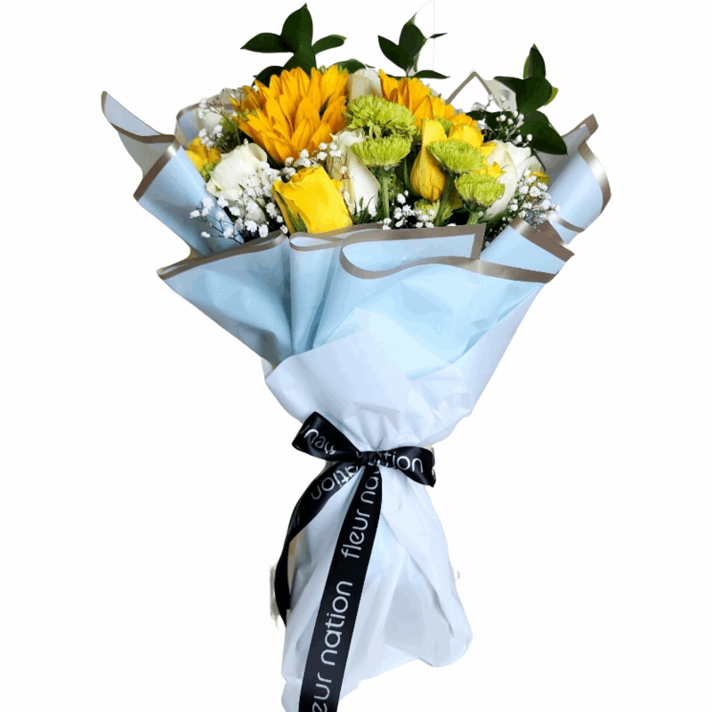 Golden Sky - Sunflower, Roses and Chrysanthemums - Fleur Nation - flowers, chocolates, cakes and gifts same day delivery in Dubai