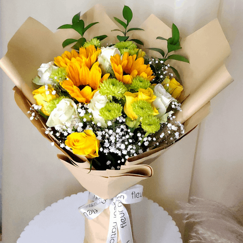 Sunkissed - Sunflower, Roses and Chrysanthemums - Fleur Nation - flowers, chocolates, cakes and gifts same day delivery in Dubai