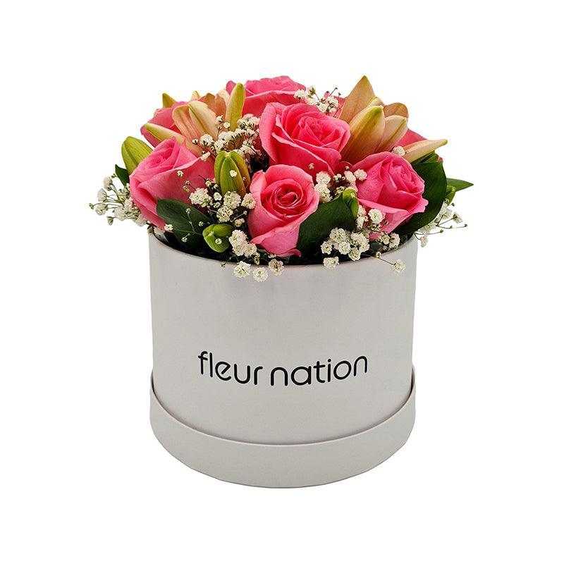 Bloom Box - Pink Roses and Lilies - Fleur Nation - flowers, chocolates, cakes and gifts same day delivery in Dubai