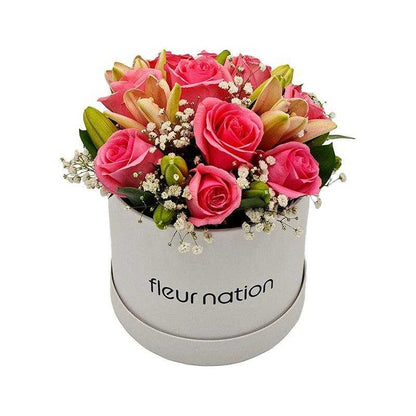 Bloom Box - Pink Roses and Lilies - Fleur Nation - flowers, chocolates, cakes and gifts same day delivery in Dubai