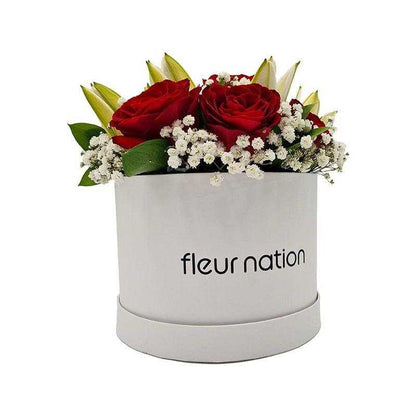 Bloom Box - Red Roses and Lilies - Fleur Nation - flowers, chocolates, cakes and gifts same day delivery in Dubai