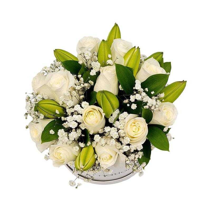 Bloom Box - White Roses and Lilies - Fleur Nation - flowers, chocolates, cakes and gifts same day delivery in Dubai