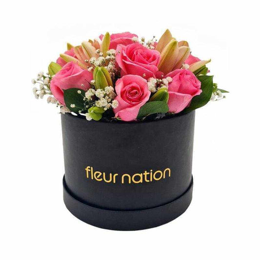 Premium Bloom Box - Pink Roses with Lilies - Fleur Nation - flowers, chocolates, cakes and gifts same day delivery in Dubai