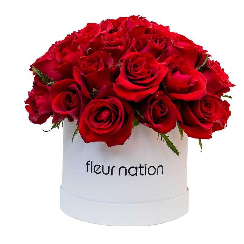 Rouge Bloom Box - 30 Premium Roses - Fleur Nation - flowers, chocolates, cakes and gifts same day delivery in Dubai