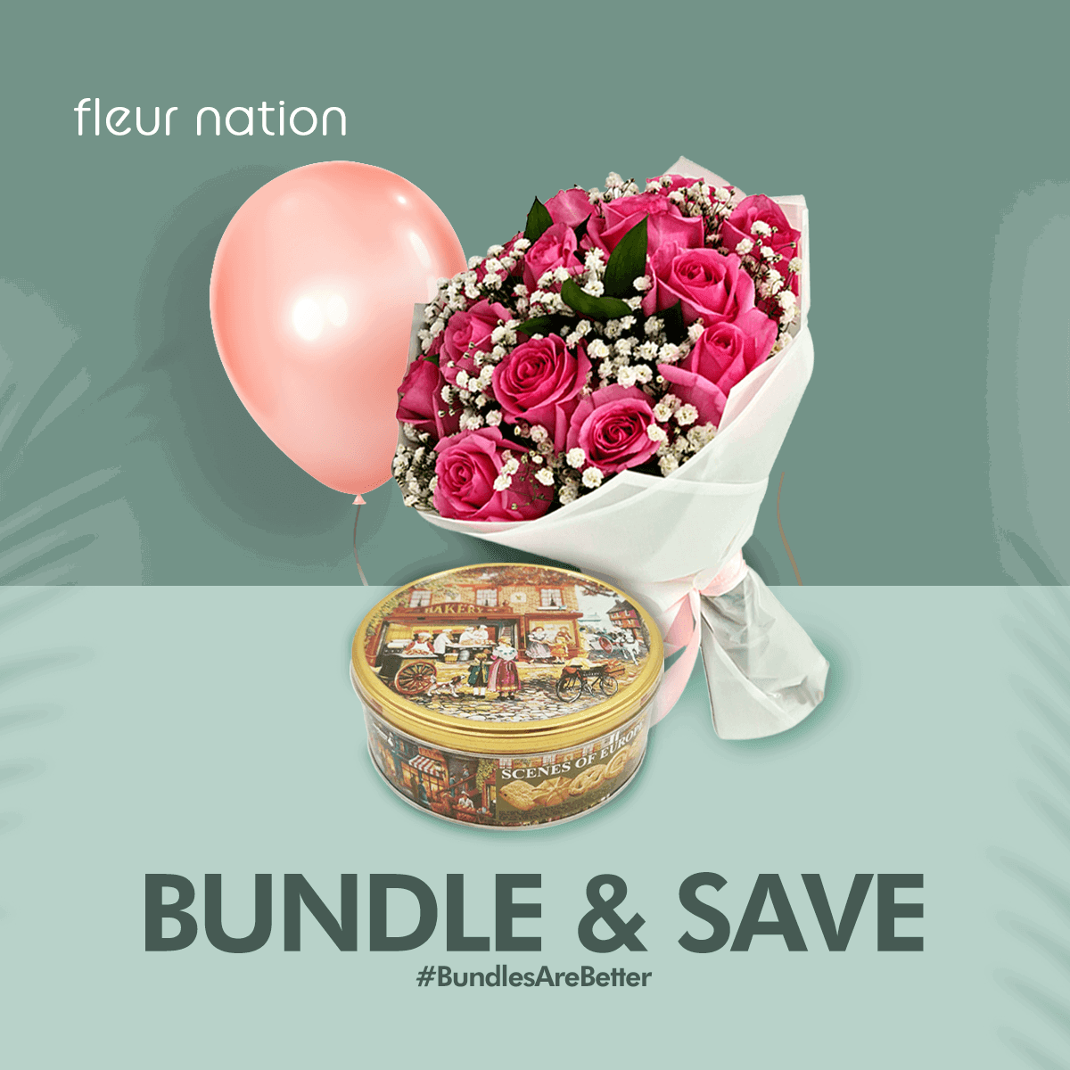 Festive Nibbles - flowers, cookies and balloon - Fleur Nation - flowers, chocolates, cakes and gifts same day delivery in Dubai