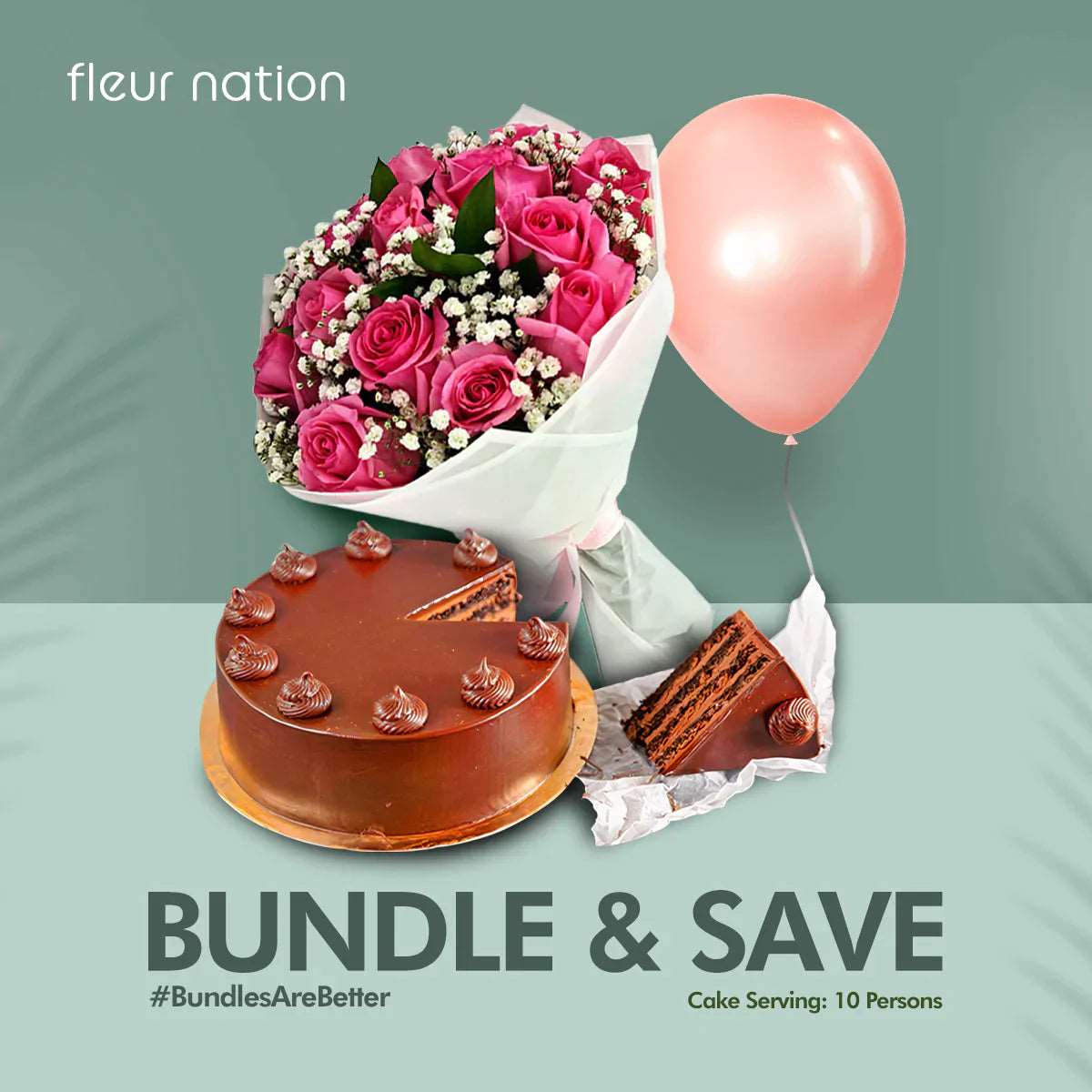 Spring Surprise - flowers, cake and balloon - Fleur Nation - flowers, chocolates, cakes and gifts same day delivery in Dubai