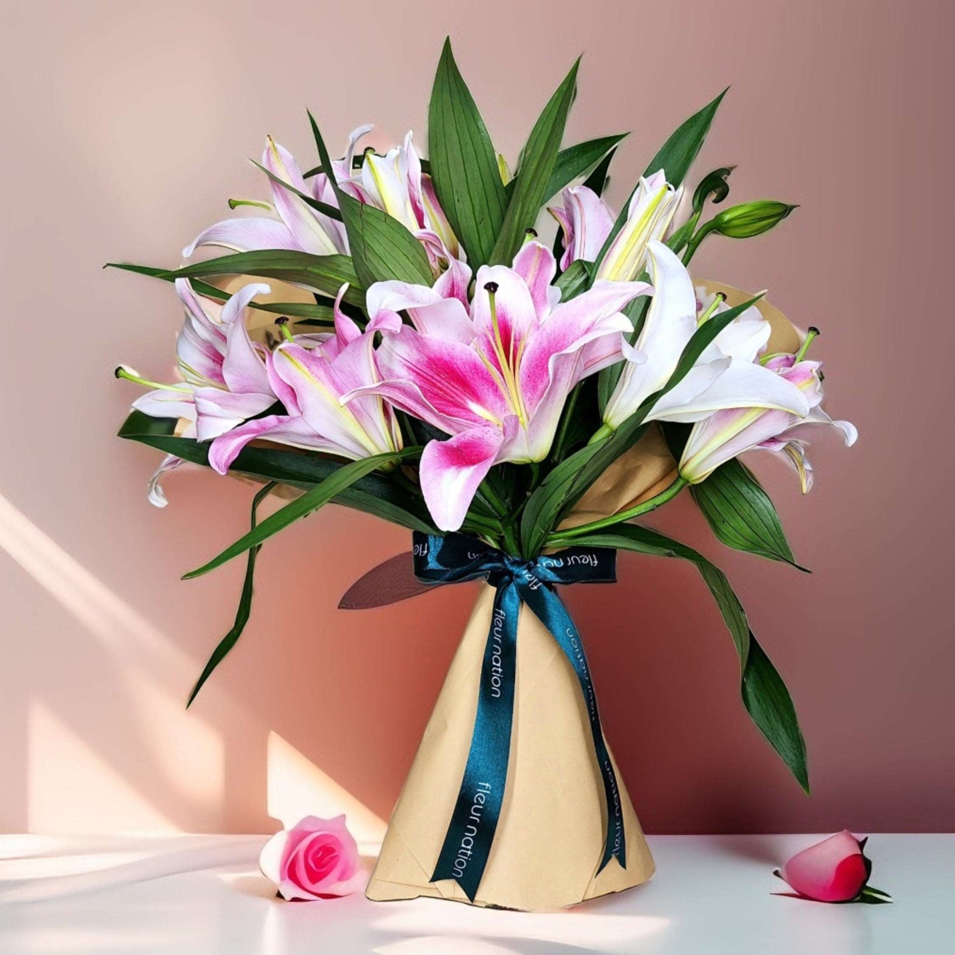 Lilibeth - Pink Lily Bouquet - Fleur Nation - flowers, chocolates, cakes and gifts same day delivery in Dubai