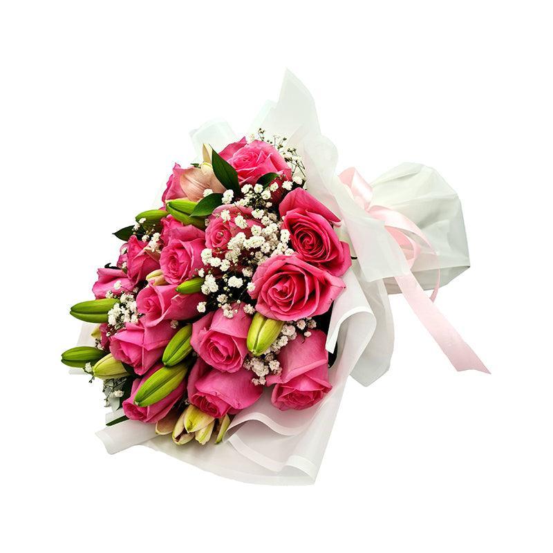 Pink Rose with Lilies Bouquet - Fleur Nation - flowers, chocolates, cakes and gifts same day delivery in Dubai
