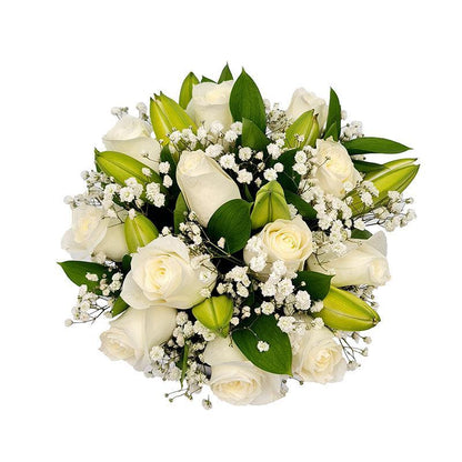 Premium Bloom Box- White Roses with Lilies - Fleur Nation - flowers, chocolates, cakes and gifts same day delivery in Dubai