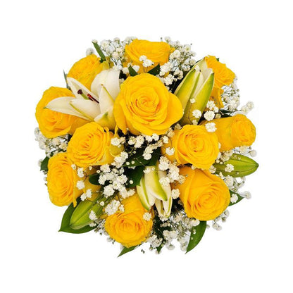 Bloom Box - Yellow Roses and Lilies - Fleur Nation - flowers, chocolates, cakes and gifts same day delivery in Dubai