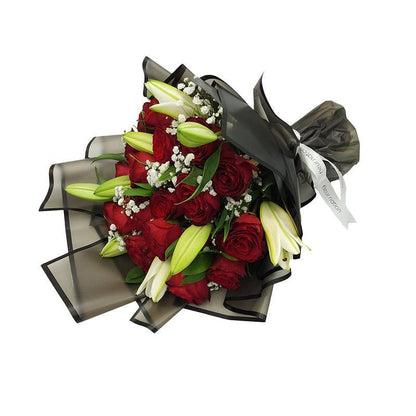 Red Rose with Lilies Bouquet - Fleur Nation - flowers, chocolates, cakes and gifts same day delivery in Dubai