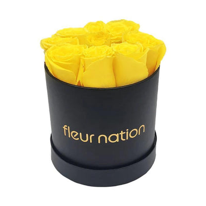 Standard Black Hat Box - Yellow Roses - Fleur Nation - flowers, chocolates, cakes and gifts same day delivery in Dubai