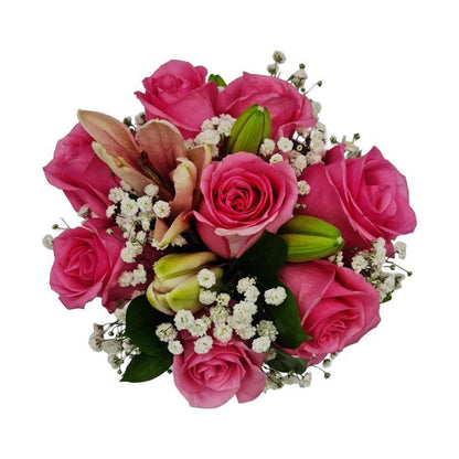 Standard White Hat Box - Pink Roses and Lilies - Fleur Nation - flowers, chocolates, cakes and gifts same day delivery in Dubai