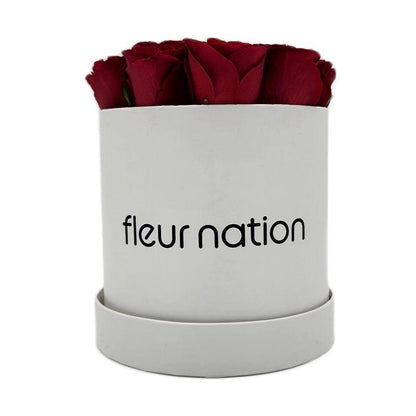 Standard White Hat Box - Red Roses - Fleur Nation - flowers, chocolates, cakes and gifts same day delivery in Dubai