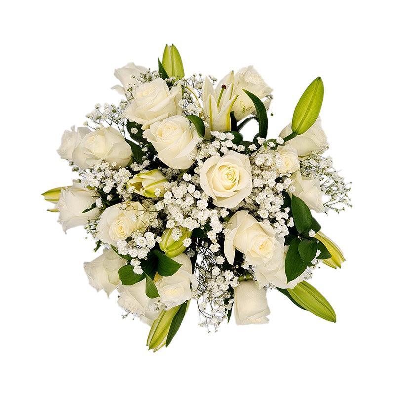White Rose with Lilies Bouquet - Fleur Nation - flowers, chocolates, cakes and gifts same day delivery in Dubai