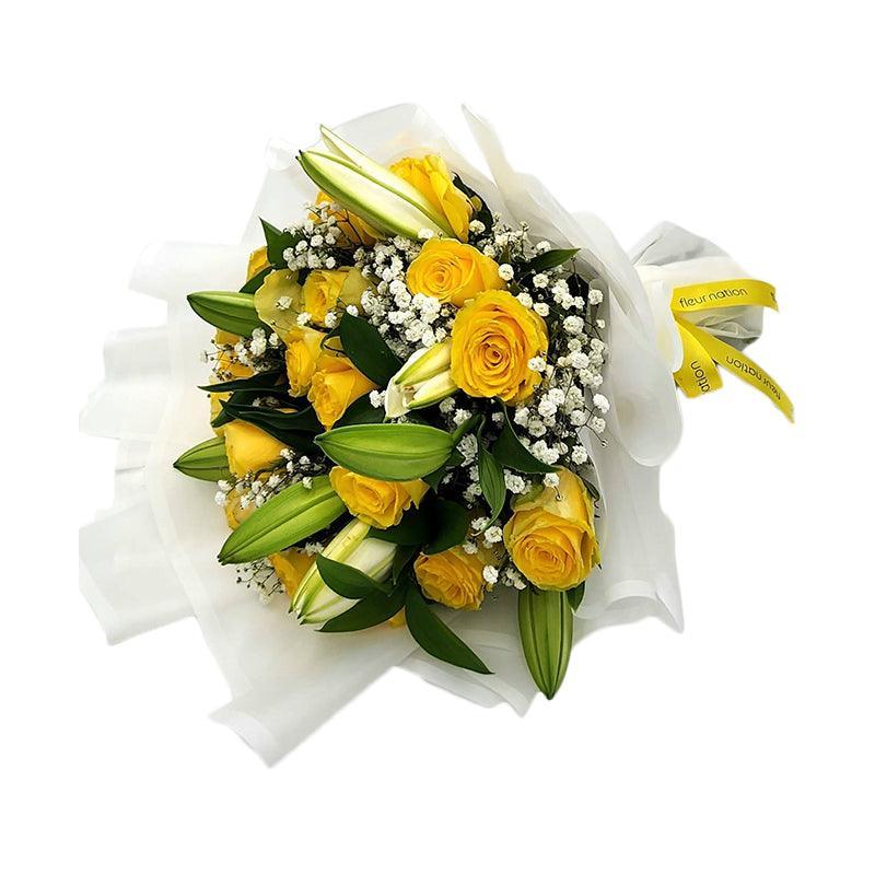 Yellow Rose with Lilies Bouquet - Fleur Nation - flowers, chocolates, cakes and gifts same day delivery in Dubai